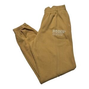 Hidden NY USA Made Yellow Elastic Leg‎ Cotton Sweatpants Men's XL NO DRAWSTRING